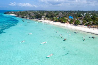 Güzel tropikal Adası Zanzibar havadan görünümü. Deniz sahilinde Zanzibar, Tanzanya.