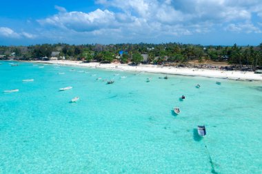 Güzel tropikal Adası Zanzibar havadan görünümü. Deniz sahilinde Zanzibar, Tanzanya.
