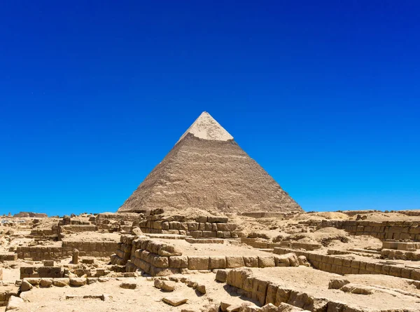 Piramidy Piękne Niebo Gizie Kairze Egipt — Zdjęcie stockowe