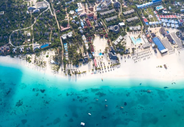 Güzel Tropikal Adası Zanzibar Havadan Görünümü Deniz Sahilinde Zanzibar Tanzanya — Stok fotoğraf