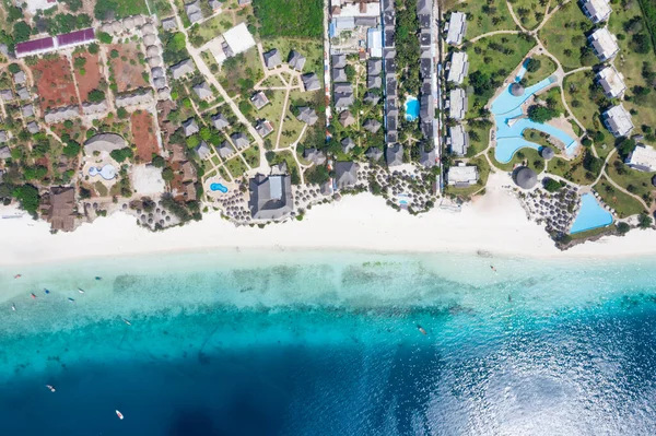 Gyönyörű Trópusi Sziget Zanzibar Légifelvételek Tengerre Strand Zanzibar Tanzánia — Stock Fotó