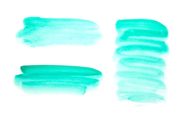 Aquarela Pinceladas Tinta Pintadas Abstratas Azuis Definidas Papel Aquarela — Fotografia de Stock