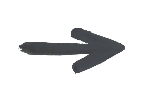 Flecha Acuarela Dibujada Mano Negro Sobre Fondo Blanco — Foto de Stock