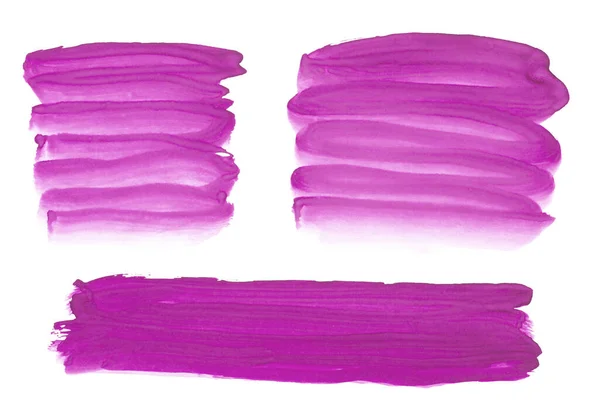 Vízfesték Rózsaszín Absztrakt Festett Tinta Stroke Beállítva Akvarell Papír — Stock Fotó