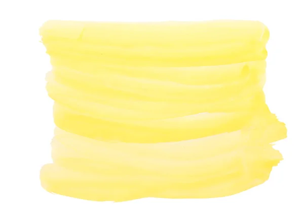 黄色水彩画背景 用画笔画的手 — 图库照片