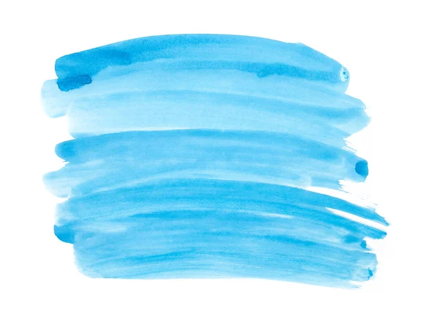 水彩画水彩纸上的蓝色抽象墨水笔划 — 图库照片