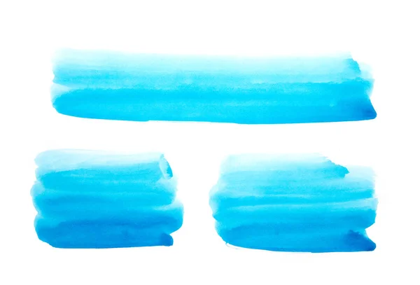 Aquarela Pinceladas Tinta Pintadas Abstratas Azuis Definidas Papel Aquarela — Fotografia de Stock