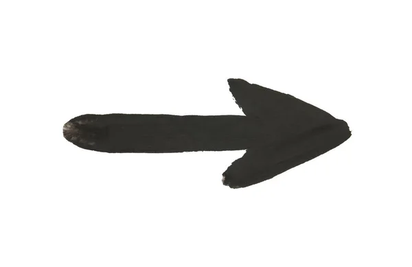 Mano Disegnato Freccia Acquerello Nero Sfondo Bianco — Foto Stock