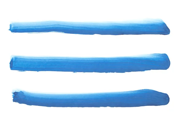 Vízfesték Kék Absztrakt Festett Tinta Stroke Beállítva Akvarell Papír — Stock Fotó