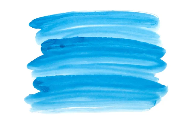 水彩画水彩纸上的蓝色抽象墨水笔划 — 图库照片