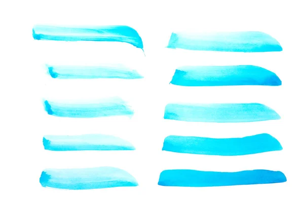 Aquarelle Coups Encre Peints Abstraits Bleus Sur Papier Aquarelle — Photo