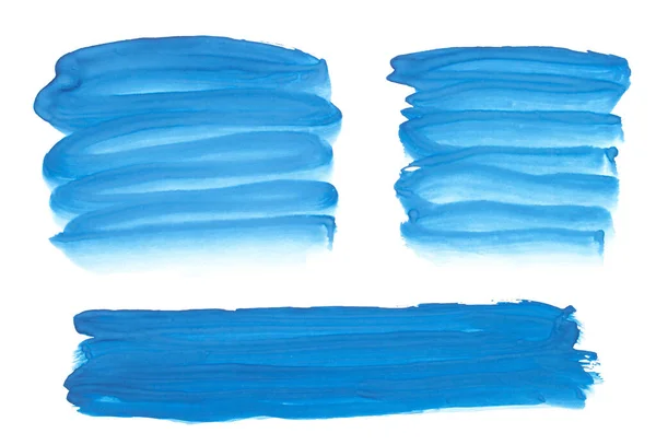 Watercolor Blue Abstract Painted Ink Strokes Set Watercolor Paper — Stock Photo, Image