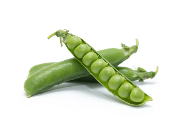 Grüne Erbsen Gemüsebohne Isoliert Auf Weiß — Stockfoto