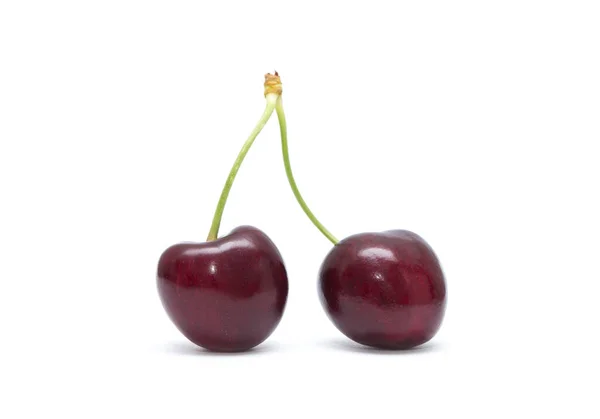 Cherry Isolerad Körsbär Vit Bakgrund Surkörsbär Vitt — Stockfoto
