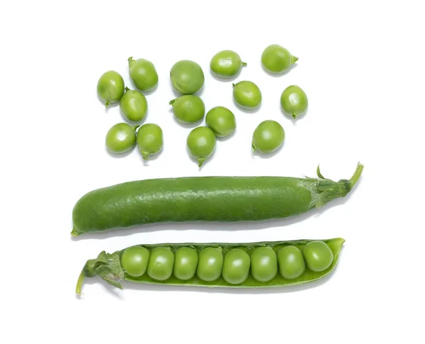 Groene Erwten Plantaardige Boon Geïsoleerd Wit — Stockfoto