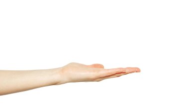 Beyaz arka plan üzerinde izole kadın boş eller