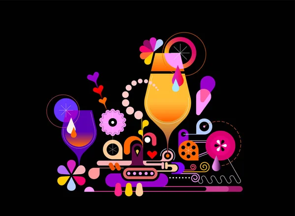 Farbdesign Isoliert Auf Schwarzem Hintergrund Cocktail Machine Vektor Illustration Kreativer — Stockvektor