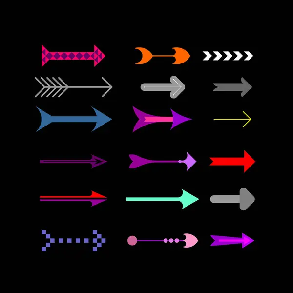 Arrows Vector Icon Set Large Bundle Decorative Colored Design Elements — Stock Vector