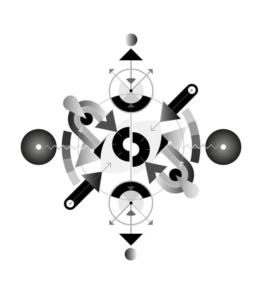 Abstrakcyjna Konstrukcja Obejmuje Oko Podzielone Dwie Połówki Kształty Geometryczne Rundy — Wektor stockowy