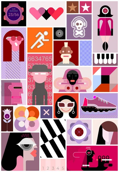 Pop Art Plakat Wektor Projekt Zawiera Wiele Różnych Obrazów Ludzi — Wektor stockowy