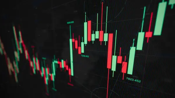 Crypto Gráfico Plataforma Negociación Comercio Abstracto Macro Palos Vela Primer Imagen de stock