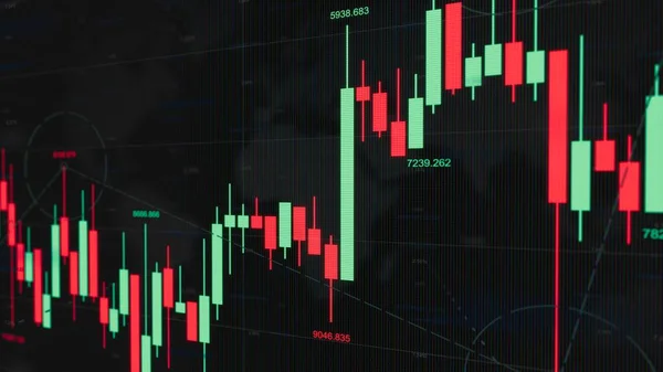 Grafico Crittografico Della Piattaforma Trading Negoziazione Astratta Macro Candele Primo Immagine Stock