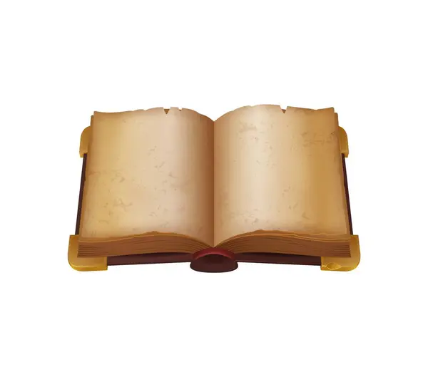 Ігрова Книга Відкритими Сторінками Стародавнього Або Середньовічного Античного Пергаменту Мультиплікаційний Ліцензійні Стокові Ілюстрації
