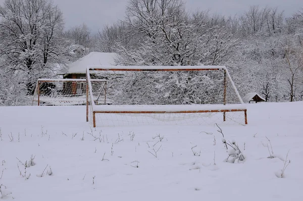 Kışın Karla Kaplı Spor Sahası — Stok fotoğraf