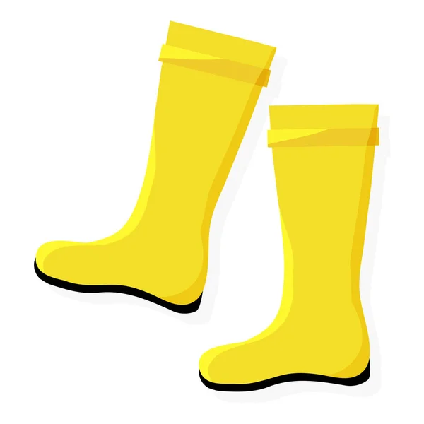 Yellow Rain Rubber Boots Vector Illustration Flat — Stock Vector