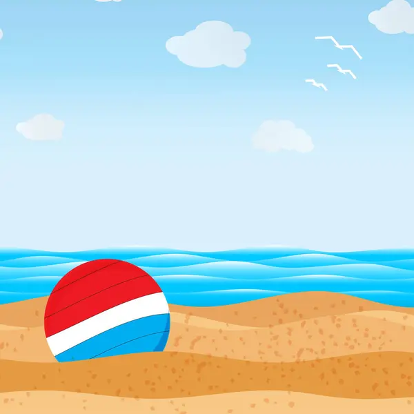 Летние Занятия Спортом Мяч Песке Волейбольный Мяч Лежит Пляже Возле — стоковый вектор