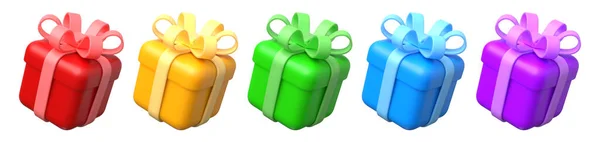 Set Colorful Gift Boxes Isolated White Background — Stockfoto