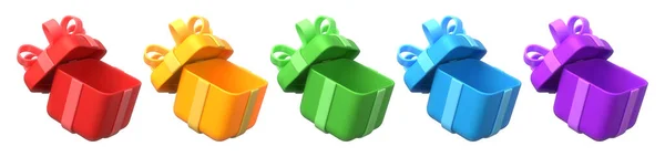 Set Colorful Opened Gift Boxes Isolated White Background — Stockfoto
