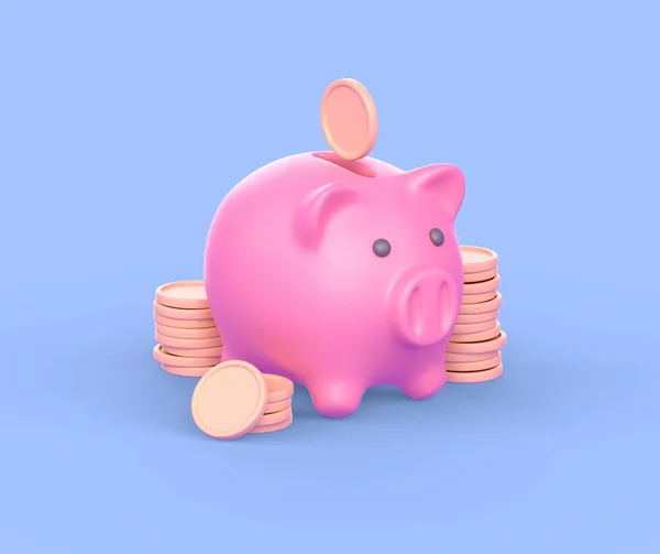 Piggybank Ikona Złotych Monet Koncepcja Finansów Bankowości Gospodarki Oszczędności — Zdjęcie stockowe
