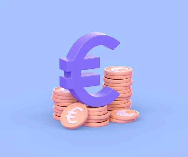 Realistic Icon Euro Currency Symbol Golden Coins Isolated White Background — Zdjęcie stockowe