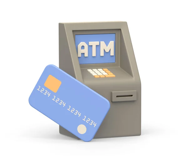 Realistic Icon Atm Automatic Deposit Machine Credit Debit Card Isolated — 스톡 사진