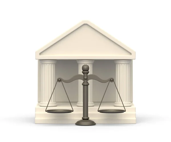 Realistic Icon Court Building Scales Justice Isolated White Background Law — Zdjęcie stockowe