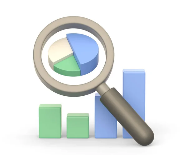Realistic Icon Statistics Graph Magnifying Glass Isolated White Background Statistics — Stock Photo, Image