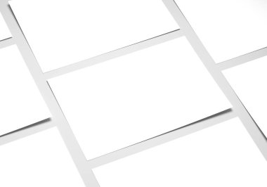 Beyaz arka planda boş bir kağıt. Özel tasarım için poster ya da el ilanı modeli ya da şablon. 3B Görüntü