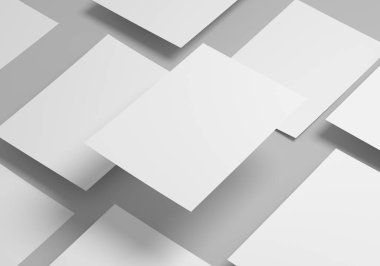 Beyaz arka planda boş bir kağıt. Özel tasarım için poster ya da el ilanı modeli ya da şablon. 3B Görüntü