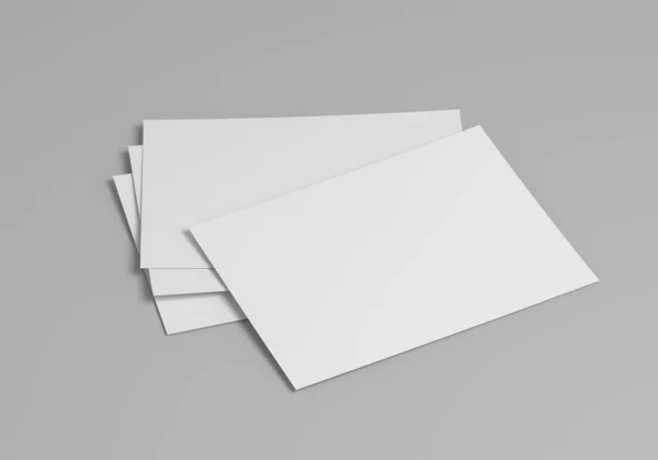Folha Papel Branco Sobre Fundo Branco Poster Flyer Mockup Modelo — Fotografia de Stock