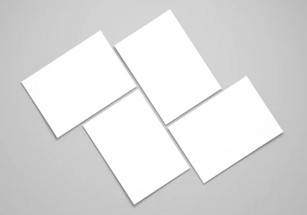 Feuille Papier Vierge Sur Fond Blanc Affiche Flyer Maquette Modèle Image En Vente