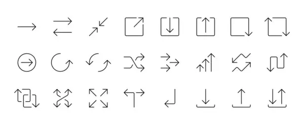 Conjunto Iconos Línea Símbolo Puntero Flecha — Vector de stock