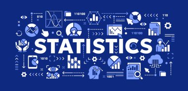 İstatistik, veri analizi ve bilgiyle ilgili vektör kavramsal illüstrasyon. Web sitesi veya mobil uygulama için sağlam karalama pankartı veya arkaplan