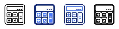 İş ve finans, okul eğitimi ve matematik bilimi ile ilgili hesap makinesinin vektör simgesi veya logosu. Web sitesi veya uygulama ui için sembol, logo tasarımı, illüstrasyon