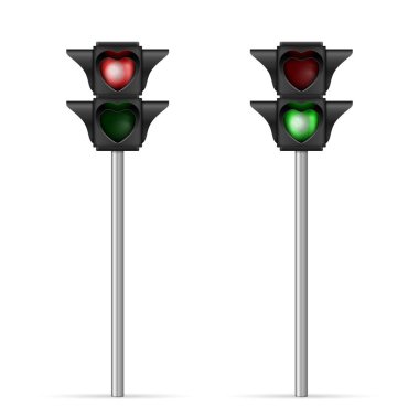 Beyaz arka planda yaya trafiği hafif kalp şekli var. Vektör illüstrasyonu.