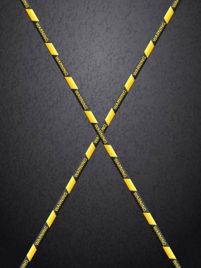 Asfalt arka planda uyarı bandı. Vektör illüstrasyonu.