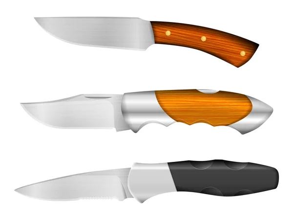 Couteaux Camping Sur Fond Blanc Illustration Vectorielle — Image vectorielle