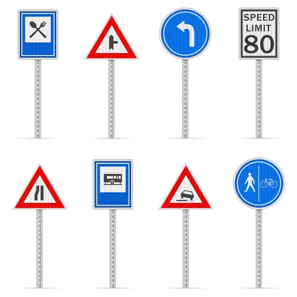 Road Sign Set White Background Vector Illustration — vektorikuva