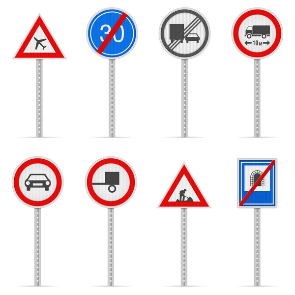 Road Sign Set White Background Vector Illustration — Stock Vector