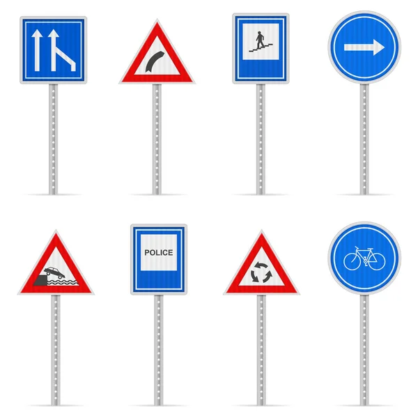 Road Sign Set White Background Vector Illustration — Image vectorielle